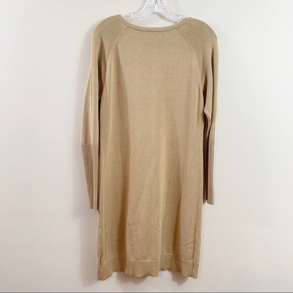 Michael Michael Kors Tan Knit Sweater Dress Gold Zipper Detail Long Sleeve - Picture 6 of 6